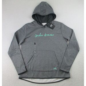 NWT Under Armour‎ Hoodie Womens M Gray Fleece Script Pullover Spellout Athletic